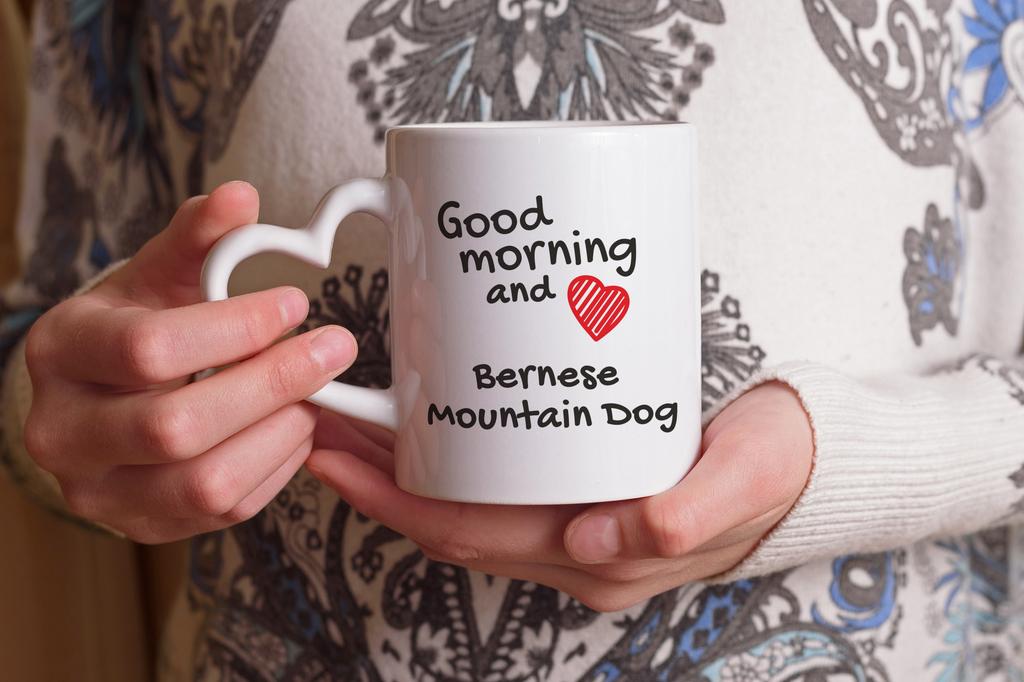Bernese Mountain Dog, Berner Sennenhund - Cup with a Dog, Adorable Cup with a Heart-shaped Handle, Universal Gift from the Art-Dog Brand