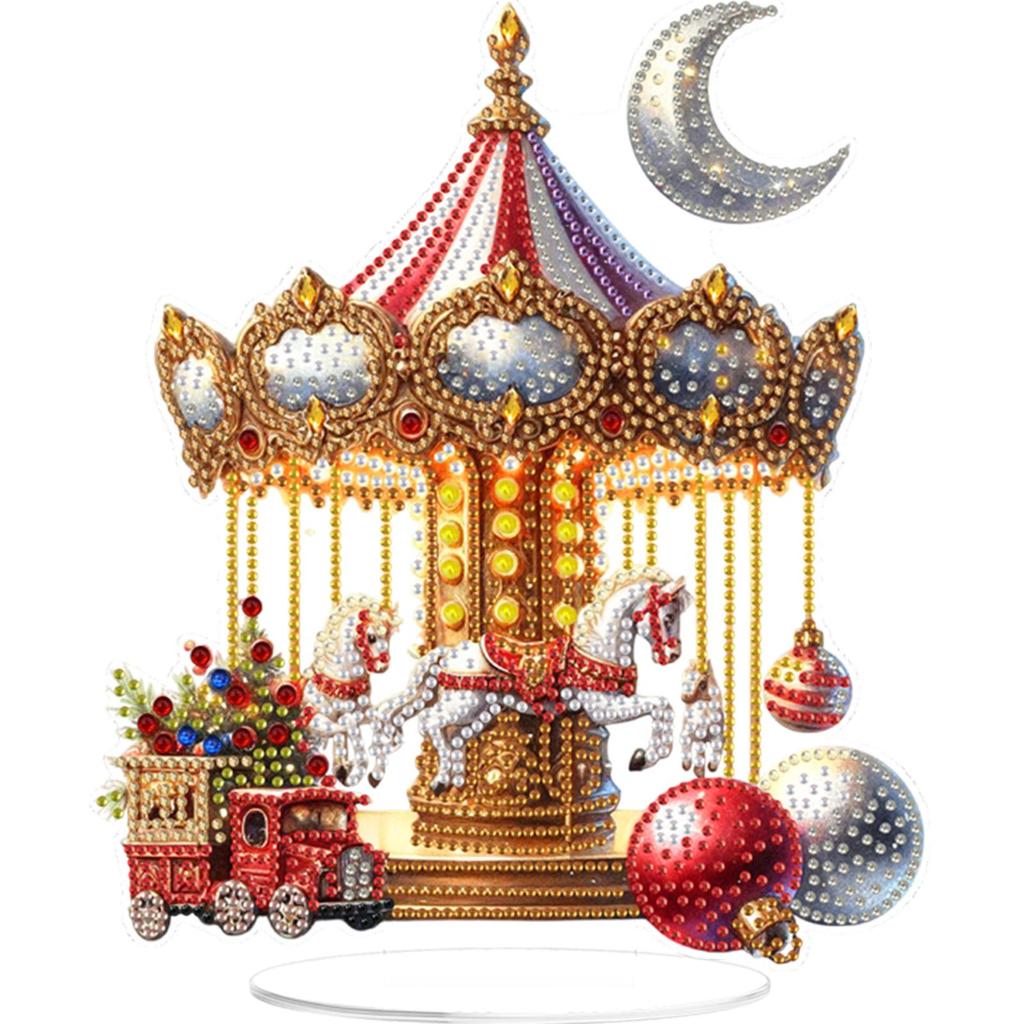 2D Flat Print Xmas DIY Diamond Painting Desktop Ornaments Kit 5D DIY Diamond Art Tabletop Decorations Bedroom Table Decoration