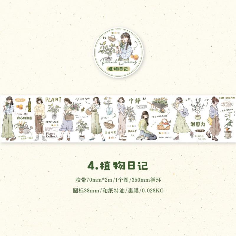 1roll Cartoon Girl Character Tape Stickers, Artistic Design for Hand Account DIY & Journal Decoration