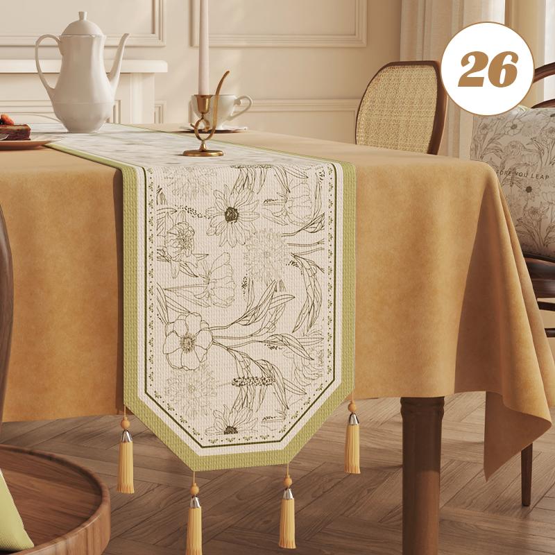 Chinese Traditional Table Runner Cotton And Linen Tea Table Mat Tassel Lace Table Cover Home Decor TV Cabinet Table Runners