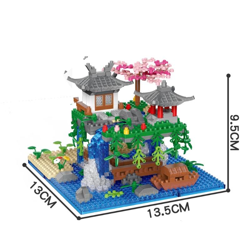 

Peach Blossom Pond with Box Packing Building Block Toy Set: Chinese Architecture, Stylish Home Decor, Unique Gift for Collectors