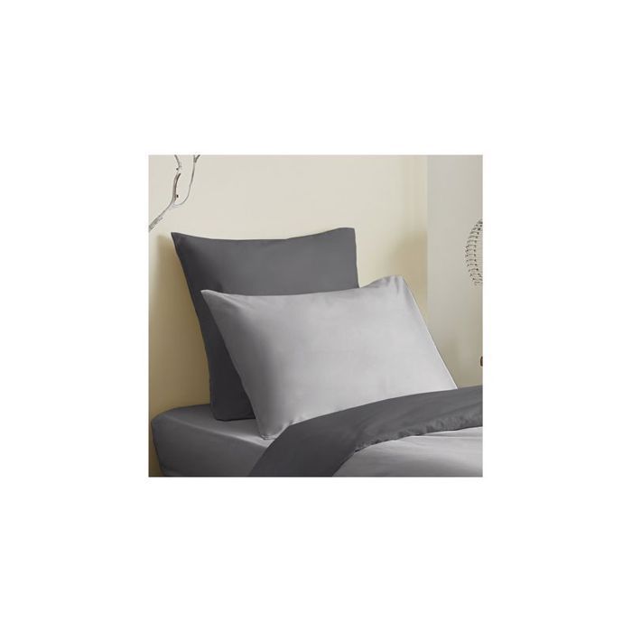 Complete Pack 4 Pieces Grey/Anthracite Reversible Duvet Cover for Bed 90 X 190 Cm