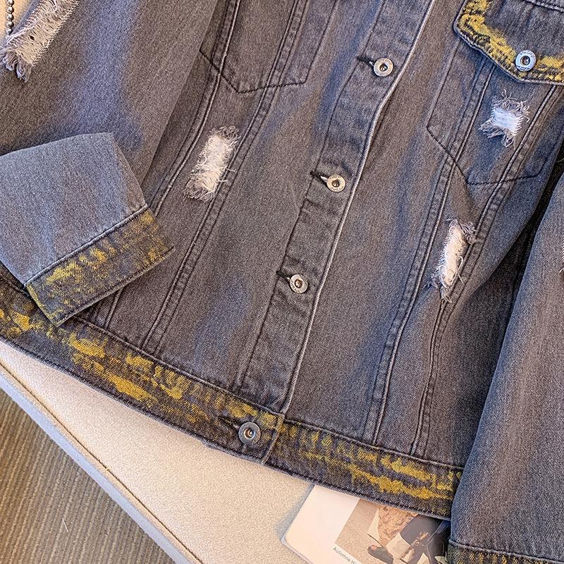 Джинсовая куртка больших размеров Весна и осень Винтажная джинсовая куртка Куртка — фото 4