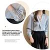 New Spring and Autumn Elegant Pearl Decorated Silk Satin High-End V-Neck Chiffon Blouse for Women