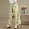 DIMANAF 2025 Übergröße Sommer Basic Elastische Jeans Neue Hosen Damen Locker Denim Hosen Groß Lässig Blumenhose