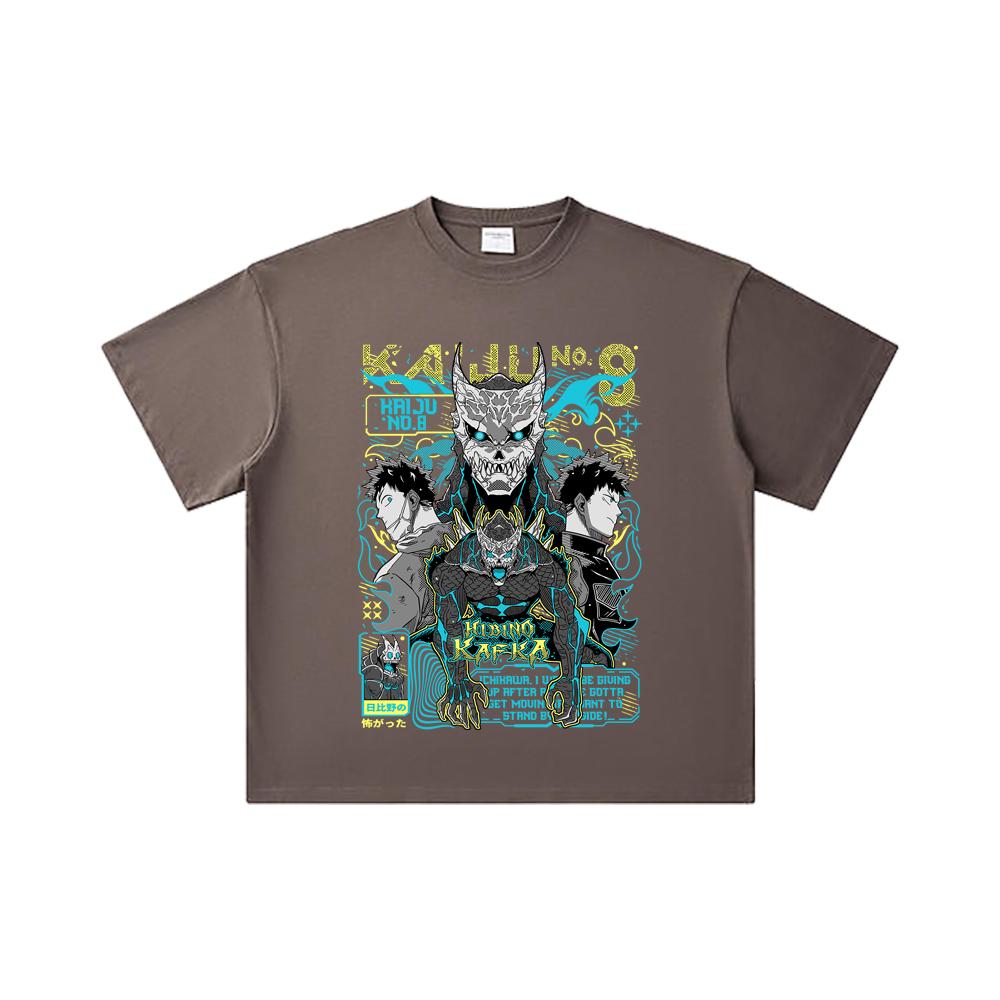260 GSM Double Yarn 32 Count 100% Cotton Kaiju No 8 V20 Kafka Print Unisex Heavy Cotton T Shirt