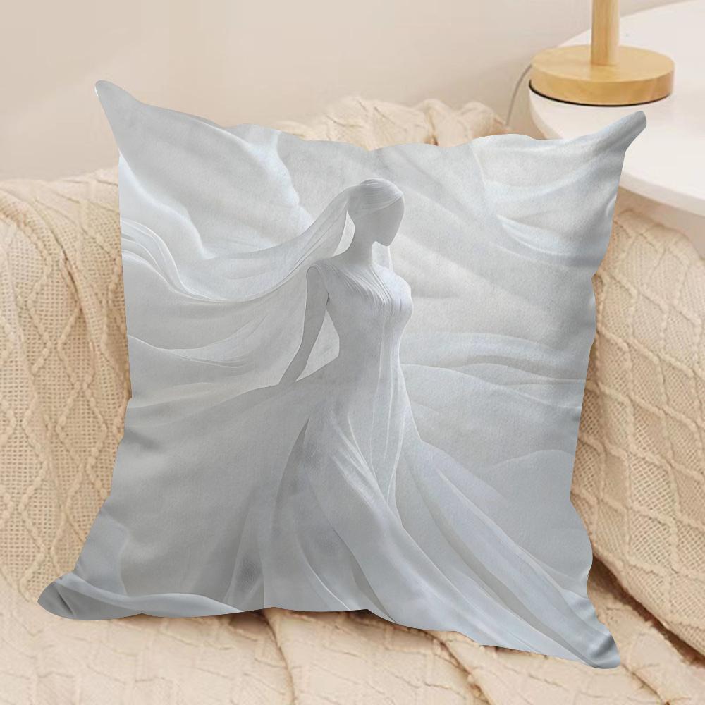 Elegant White Design Cushion Cover Pillowcase Ultra Soft Skin Friendly Fabric Cloud Like Comfort & Concealed Zipper Peach skin 18*18(CM)-1Pcs
