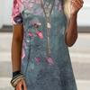 Nueva moda primavera y verano camiseta casual de manga corta con estampado floral [direccional]