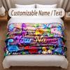 Coperta Morbida a Tema Dinosauri Personalizzata con Stampa Nome Testo Coperta Calda Decorazione Divano Casa Camera da Letto