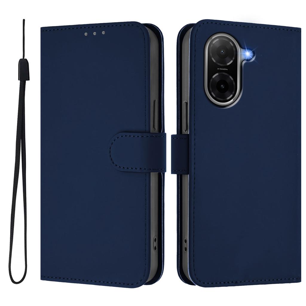 For Xiaomi Poco C71 4G/Xiaomi Redmi A5 4G (171.7*77.8*8.3mm) Case Solid Color Wallet Leather Phone Cover with Strap