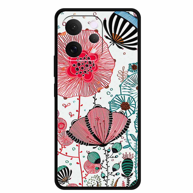 For Vivo S50 5G Case 3D Emboss Flower Black Silicone Soft Back Cover Case For Vivo S50 2025 Phone Case 6.59" Coque V2528A Fundas
