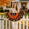 Halloween Half Round Fan Shape Garden Flag, Decorative Bunting for Porch Party Outdoor Decor, 17.7 3.4 Inches