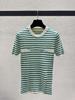 26 Years of New College Style Striped Knitted Top Women's Crew Neck Series Contrasting Color Splicing Striped Elastic Knitted Top