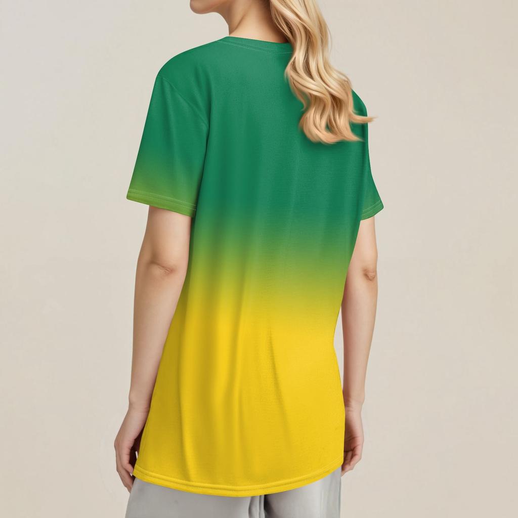 Women's Fashionable Casual Short Sleeve Print Round Neck Pullover Top