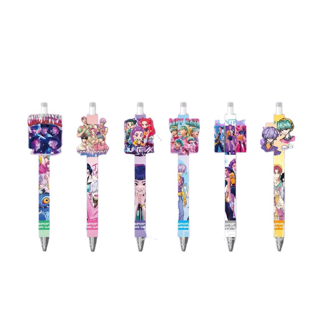 hot  K-pop Demon Hunters KPOP Theme Acrylic Gel Pen Cute Press Neutral Ballpoint Pen for Students School Stationery Supplies