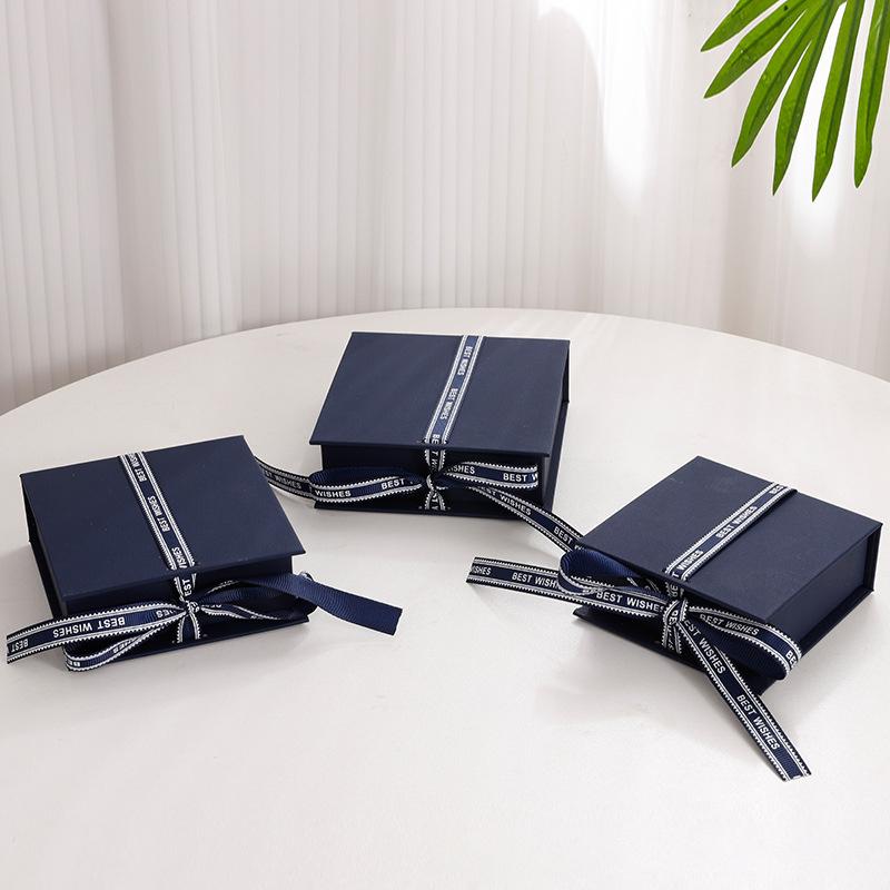Bow Ribbon Paper Jewelry Box Necklace Earrings Bracelet Ring Storage Organizer High-end Flip Gift Jewelry Packaging Box Joyero