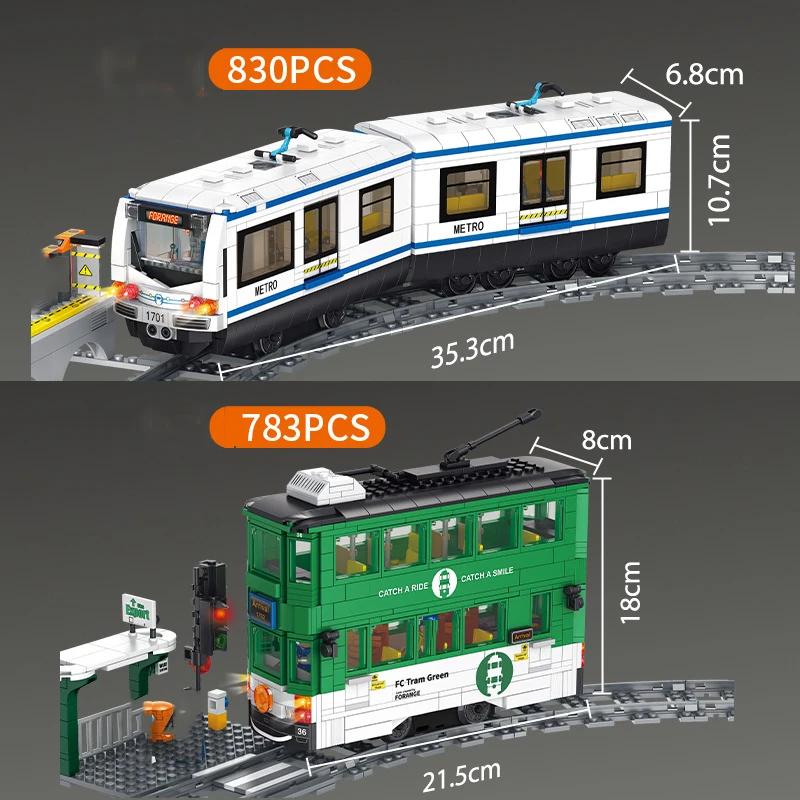 Elektryczny Pociąg Metra Samochód Miejski Metro Tram Akumulator Litowy Silnik Klocki Techniczne Zabawki Dla Dzieci Prezenty