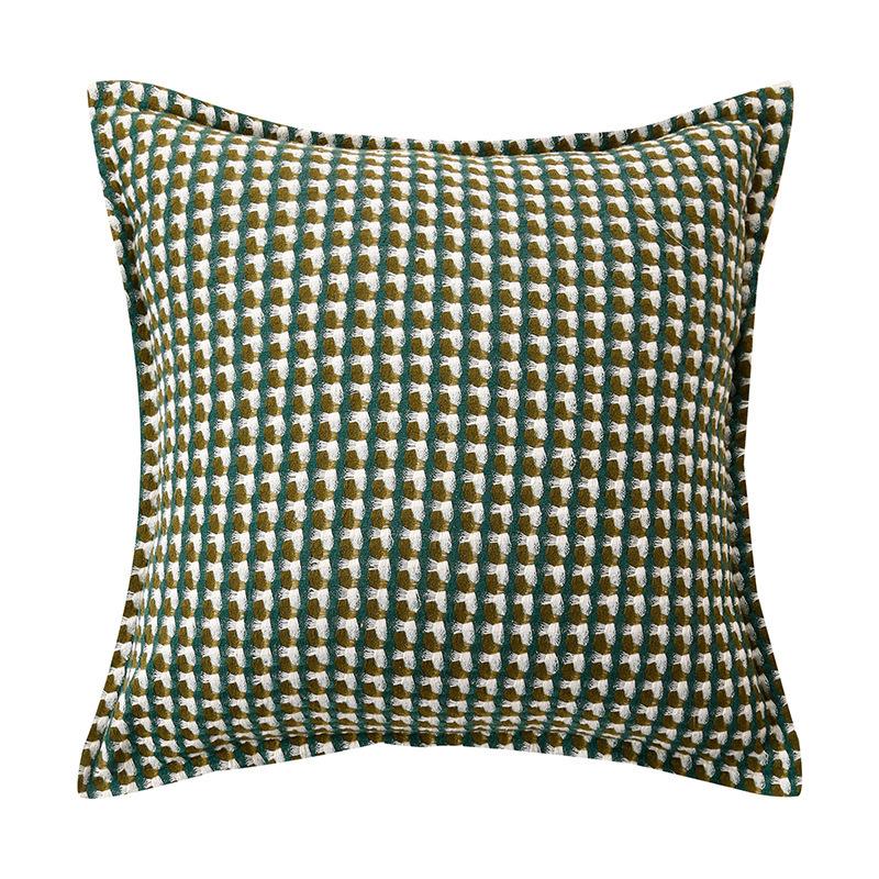 Plaid Linen Throw Pillow - Vintage Houndstooth Cushion Cover for Sofa, Bedroom, Office Chair & Bohemian Decor