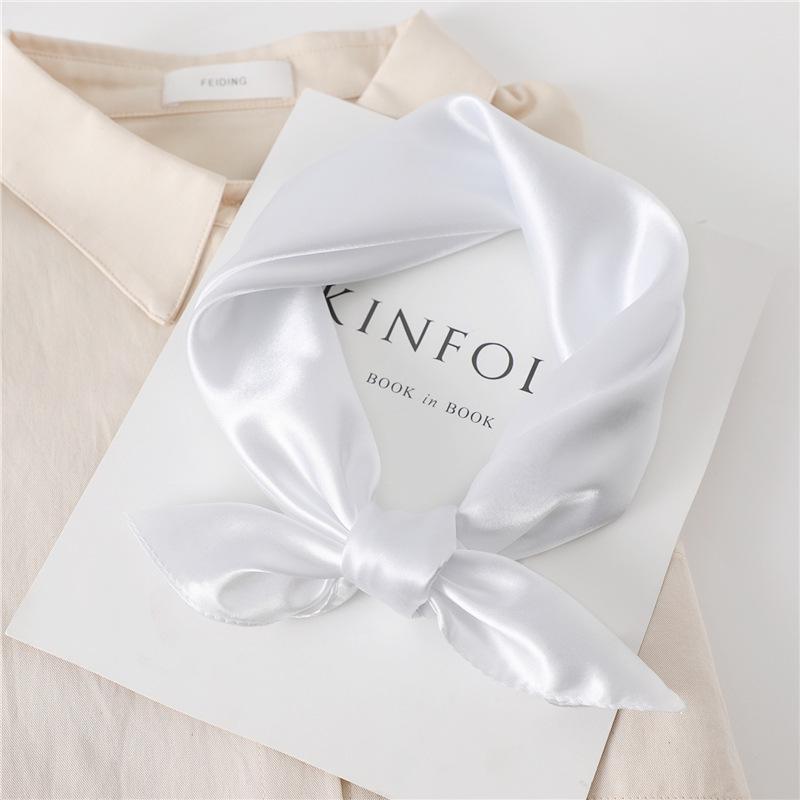 Eșarfă clasică de damă din mătase uni, accesoriu de modă versatil, pătrat de 60 cm pentru bandă de păr sau ținută profesională