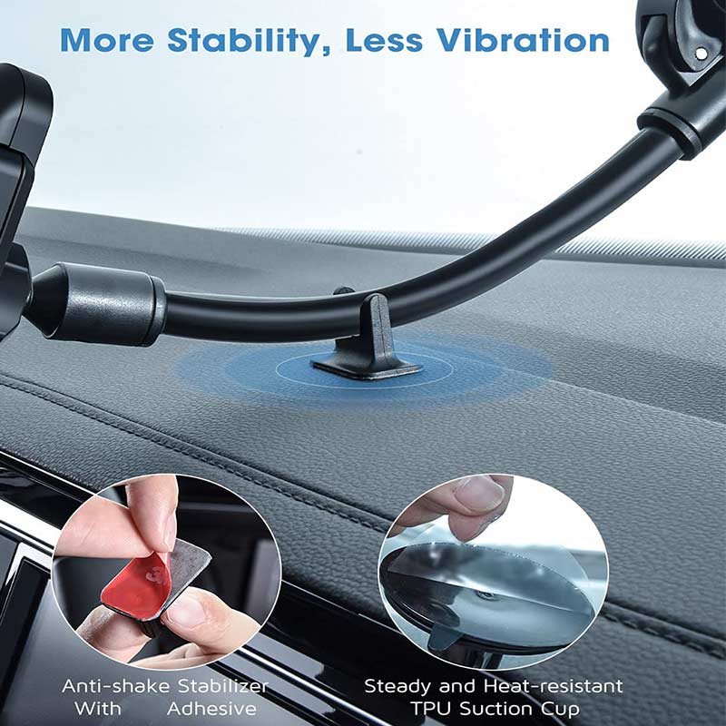 Car Windshield Phone Stand Wireless Charger Mount Truck Window Dashboard Phones Holder Sucker Long Arm for iPhone Xiaomi