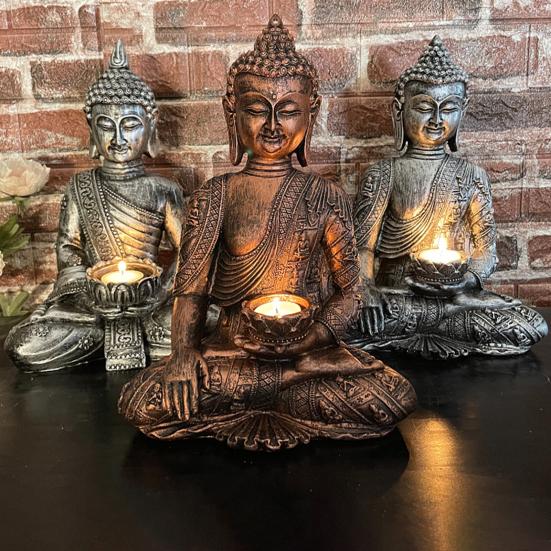 Resin Crafts Handmade Fine Workmanship 2 Colors Smooth Surface Buddha Statue for Bedroom