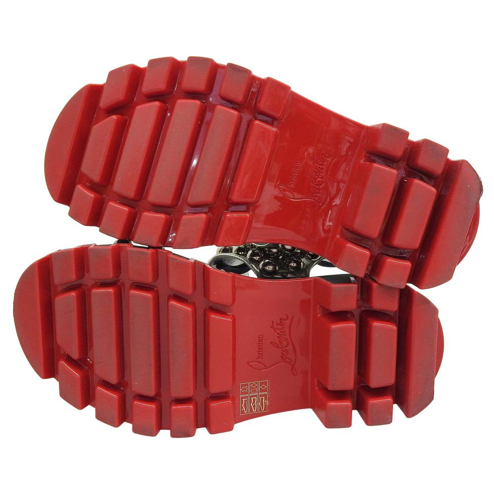 Christian Louboutin Duniclou Studs Ankle Strap Heel Sandals, Black x Silver, Size 36 shoes 36 Silver / BlackUsed