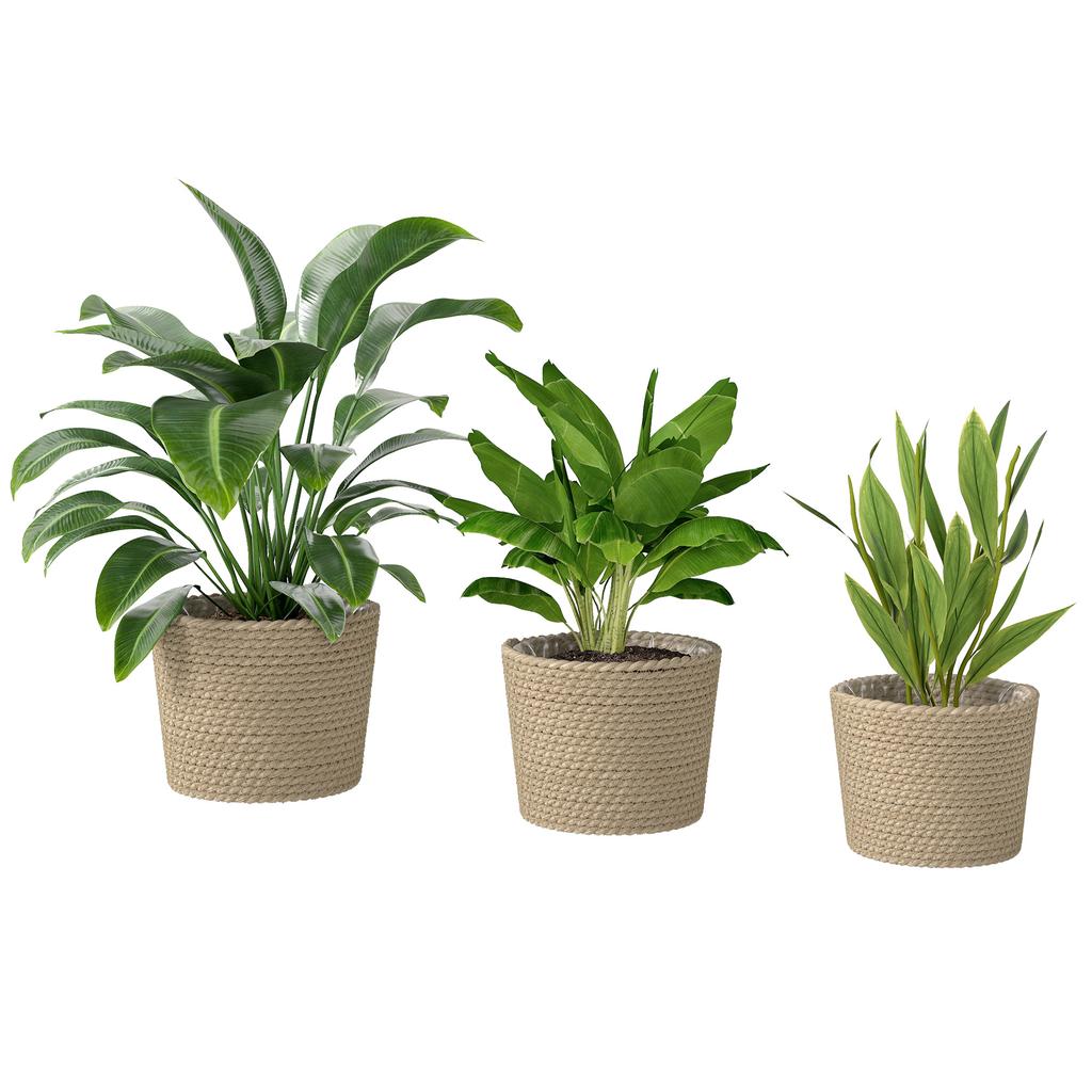 Seagrass Planters Set of 3 Plant Pots for Indoor Outdoor Patio Balcony Natural