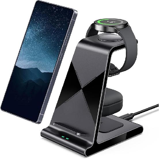 Wireless Charger for Samsung S25 Ultra, Charging Station for Galaxy S25/S24 Ultra/S24+/S24/S23/S22/Note 20/Z Flip 6/Fold 6, for Galaxy Watch