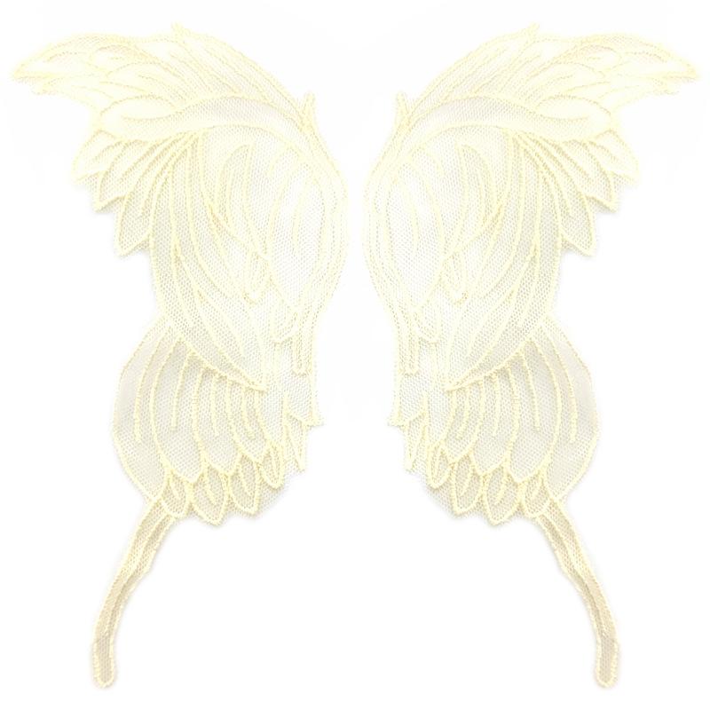Spitzennetz-Stickerei Schmetterling-Aufkleber Beige zu Blumen transparentes Netz-Bodenstickerei DIY-Spitzenzubehör symmetrische Blumenteile