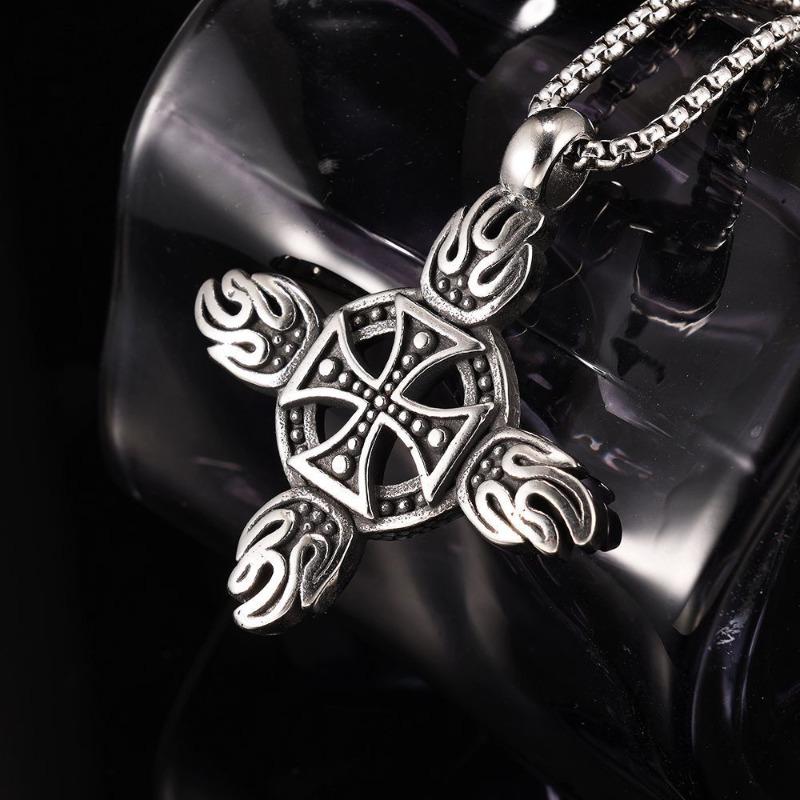 Flame-shaped stainless steel necklace - dark aesthetic, trendy pendant, punk style for men