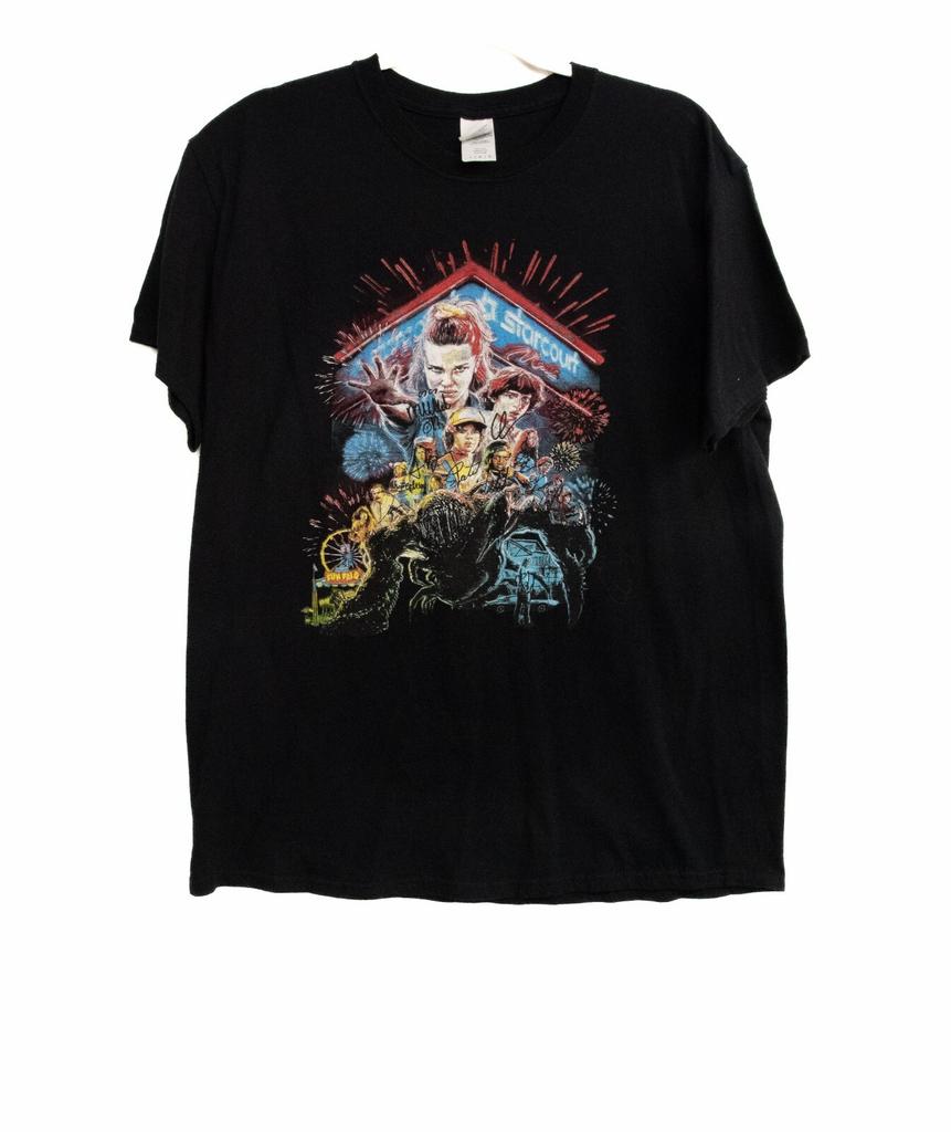 Gildan Stranger Things Mens Black T-Shirt Short Sleeve Crew Neck Pure Cotton L