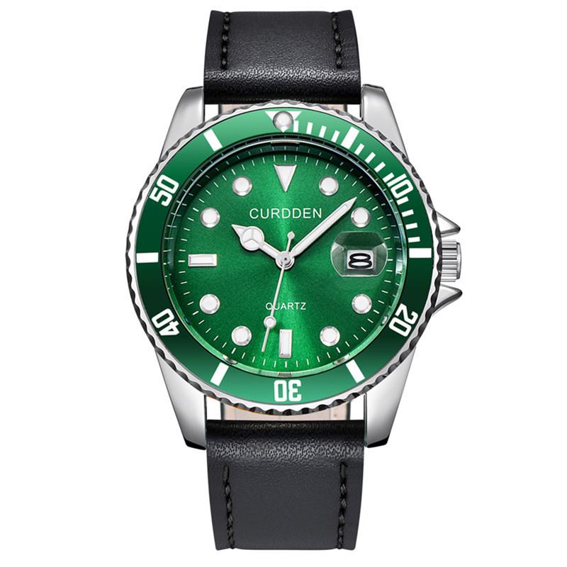 Men's Fashion Quartz Watch with Calendar, Simple Leather Strap, Student Design