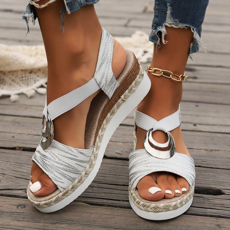 Fashion Women's Wedges Sandals 2025 Summer Snake Print Platform Sandals Gladiator Shoes Woman Comfort Casual Med High Heels Sandals