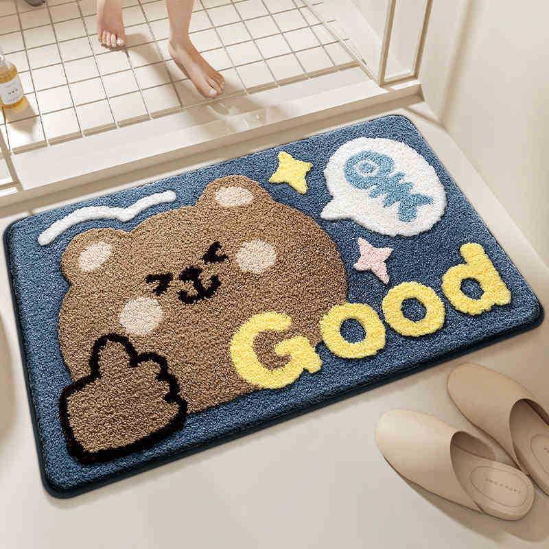Cartoon Faux Cashmere Washable Door Mat - Dirt-resistant & Water-absorbing Bathroom Floor Mat