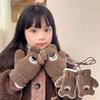 Polyester Kids Winter Gloves Soft Plush Thick Warm Gloves Bear Plush Mittens  For Girls