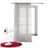 Voilage - EDEN - Collection Horizon - 140 x 260 cm - Rayé gris - 8 œillets métal Ø4 cm