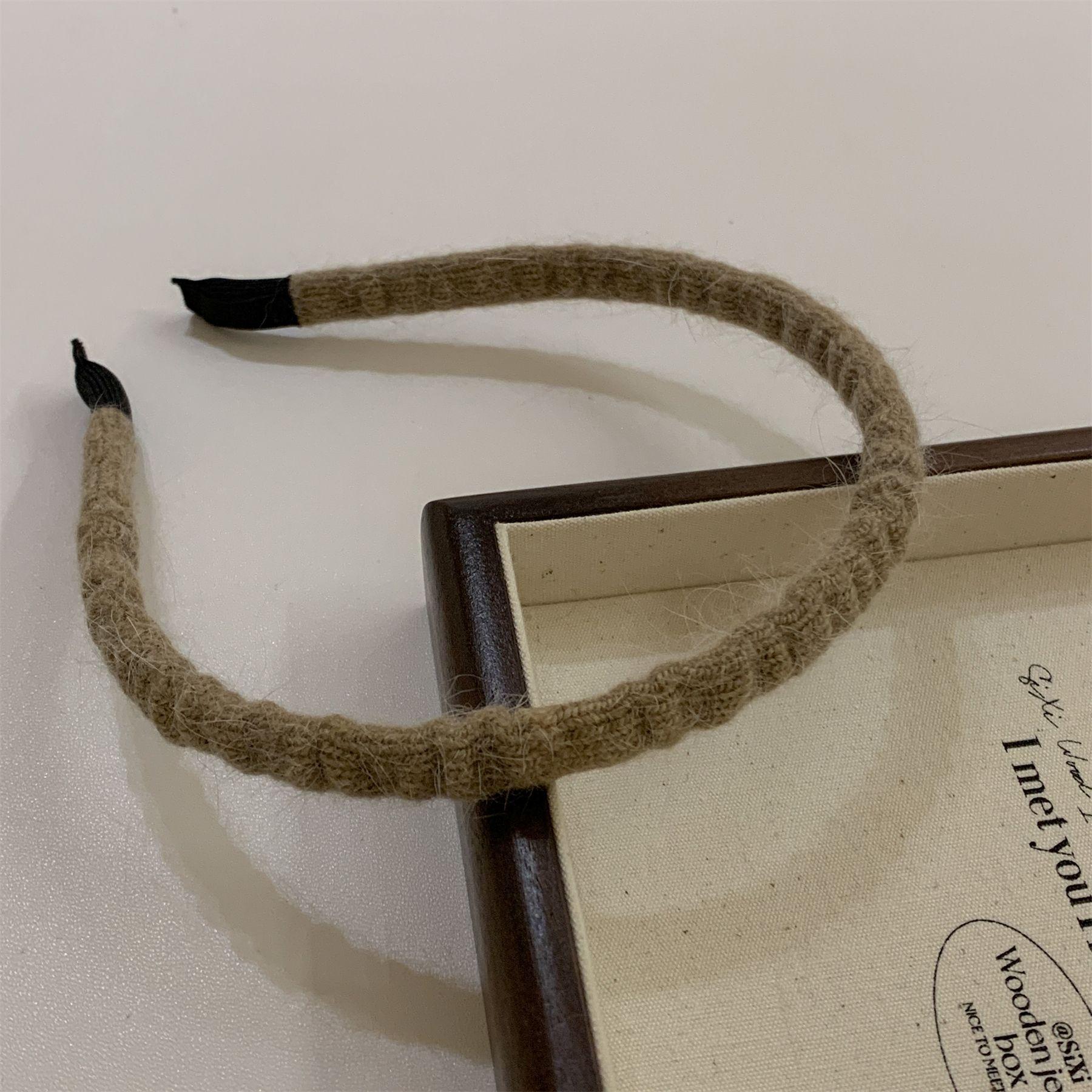 

Корейская шерстяная вязаная повязка на голову цвета конфет - мятая, с тонким краем, милый и универсальный дизайн для женщин