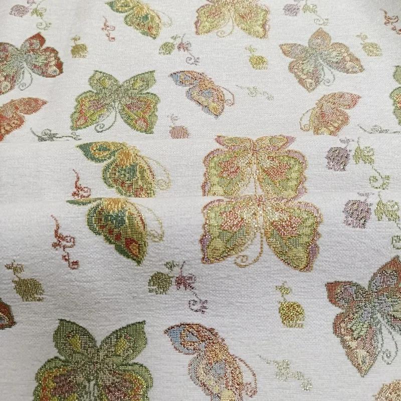 Chenille Butterfly Jacquard Fabric for DIY Sewing Thick Dress Coat Curtain Decorative 100x145cm Retro Little Butterfly Fabric