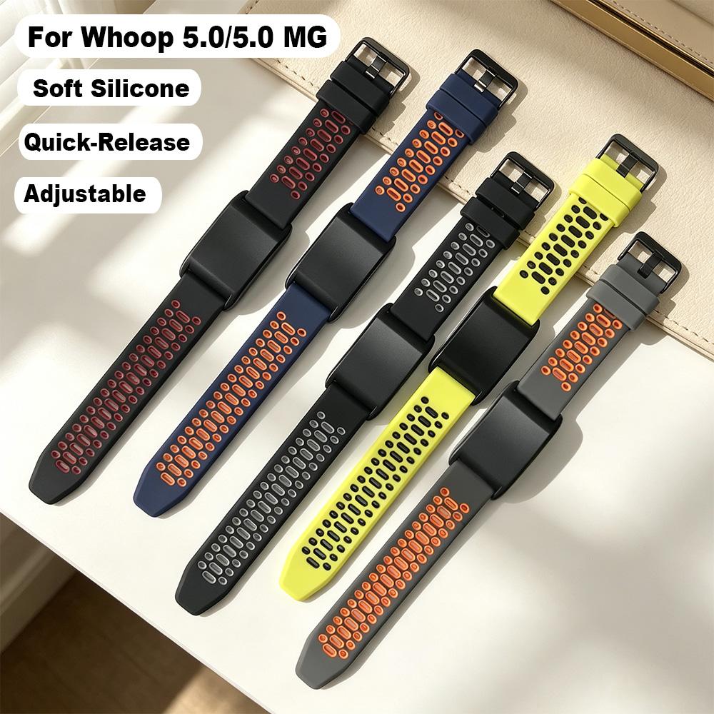 Stilvolles Silikon-Ersatzarmband für WHOOP 5.0 und Whoop 5.0MG Tracker Flexibles atmungsaktives verstellbares Armband Mehrere Farben