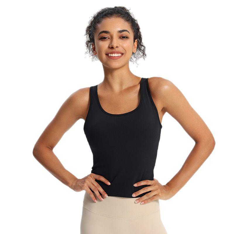 Women's Breathable Push-Up Shaping Sports Vest with Integrated Cups - Elastic Yoga Fitness Top