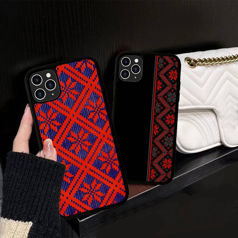 U-Ukraine Ornament Pattern Phone Case Silicone PC+TPU For For IPhone 11 12 13 14 15 16 Plus Pro Max Cover