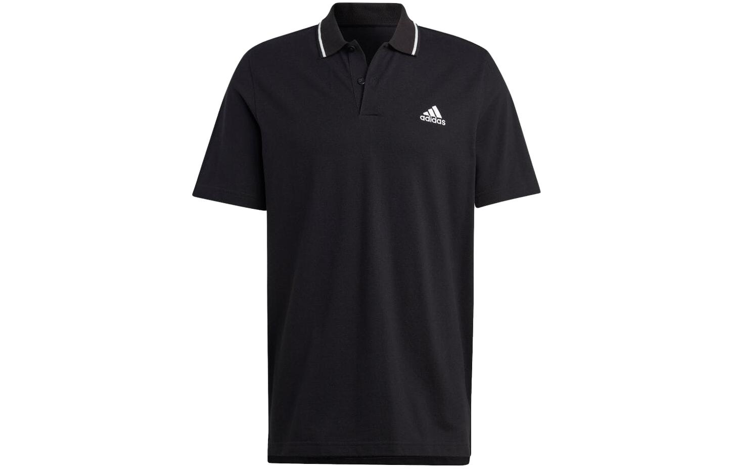 Adidas Polo Shirts Men s Black Polo Collar Moderate Straight Fit IC9314 S