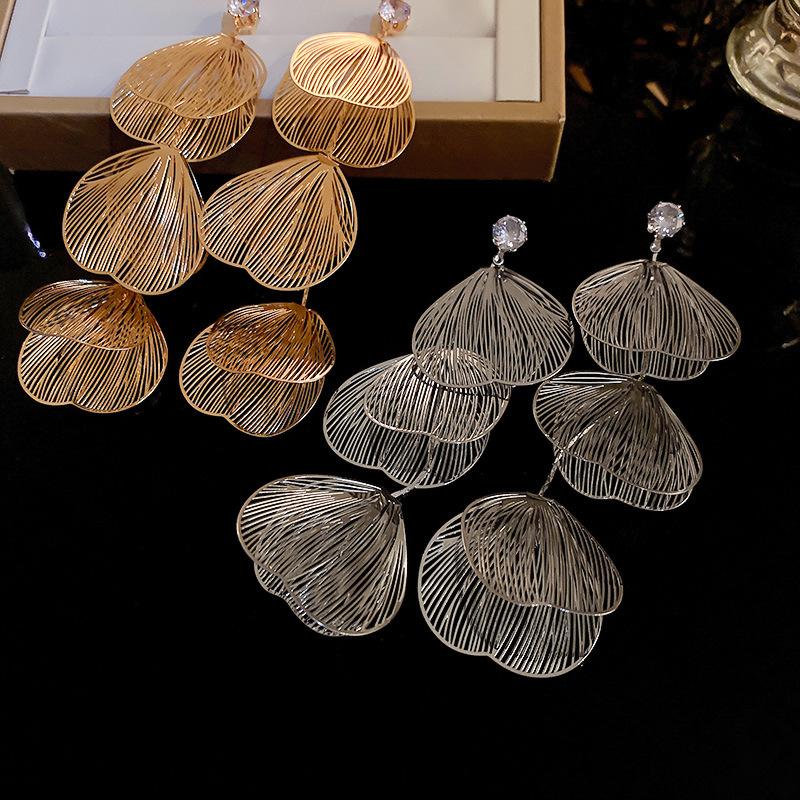 Metallic Fishtail Long Tassel Earrings Elegant Earrings for Women