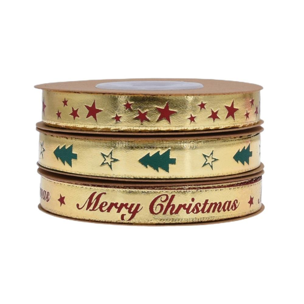 For Handmade Bow Christmas Ribbon DIY Christmas Decorations Yarn Strip Festival Decoration Gift Wrapping Belt Embossed Webbing