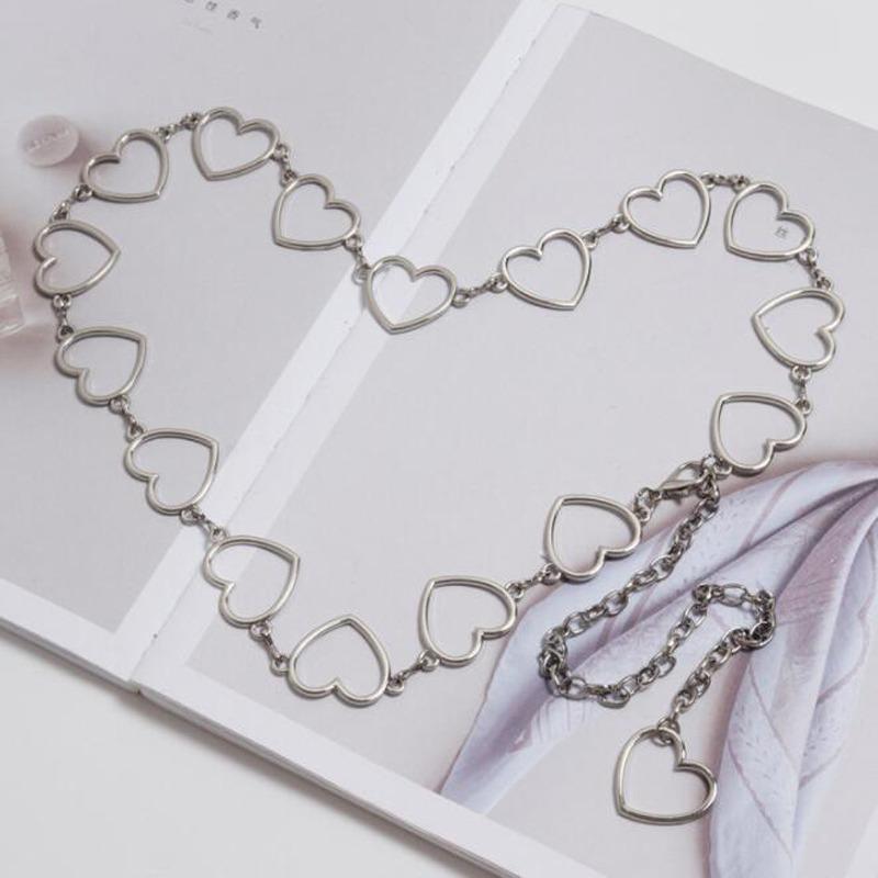 Metal Heart-shaped Waist Chain, Versatile for Hot Girls, Hollowed-out Heart-shaped Chain, Personalized JK Pants Chain