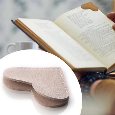 2Pcs Double-sided Leather Heart-Shaped Bookmark, Mini Portable Gift, Heart-Shaped Bookmark, Page Clip, Book Corner Protector