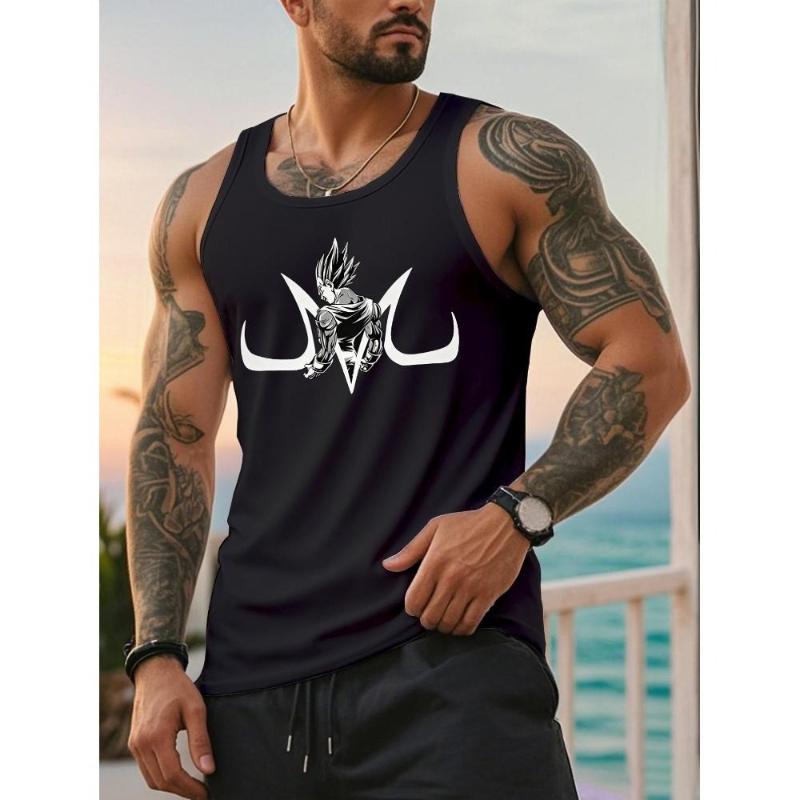 

Men s Oversized Graphic Tank - Sleeveless Street Wear, Bold Print Design for Music Festivals & Casual XXL