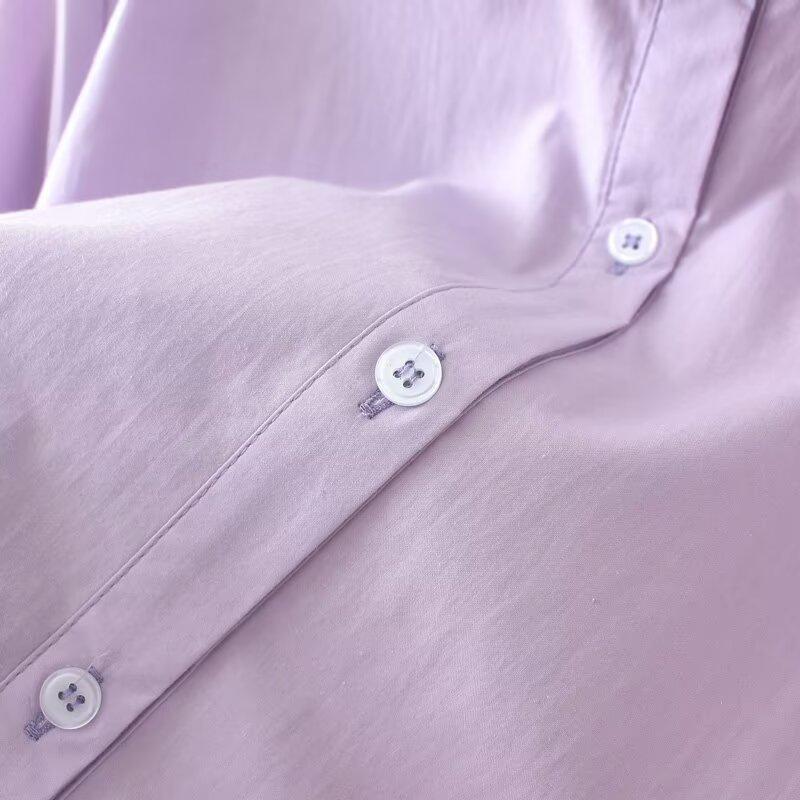 Women Plus Size Simple Solid Long Sleeve Casual Shirt