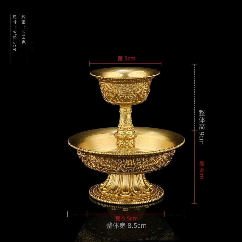 1 Satz Handwerkskunst Reines Kupfer Tibetische Acht Glückssymbole Tasse Handgeschnitzt Buddha Hall Dekoration Heimopfergaben Ornamente