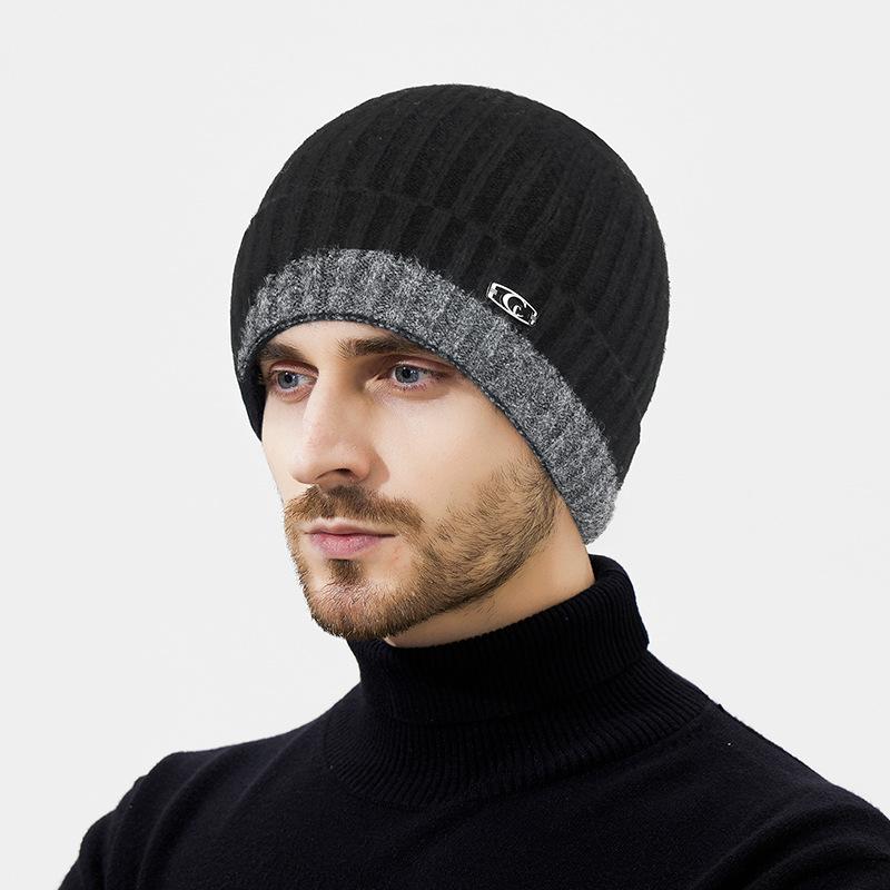 Winter Wool Hat Scarf Two-Piece Warm Wool Hat Men Women Cold-Proof Ear Protection Knitted Hat